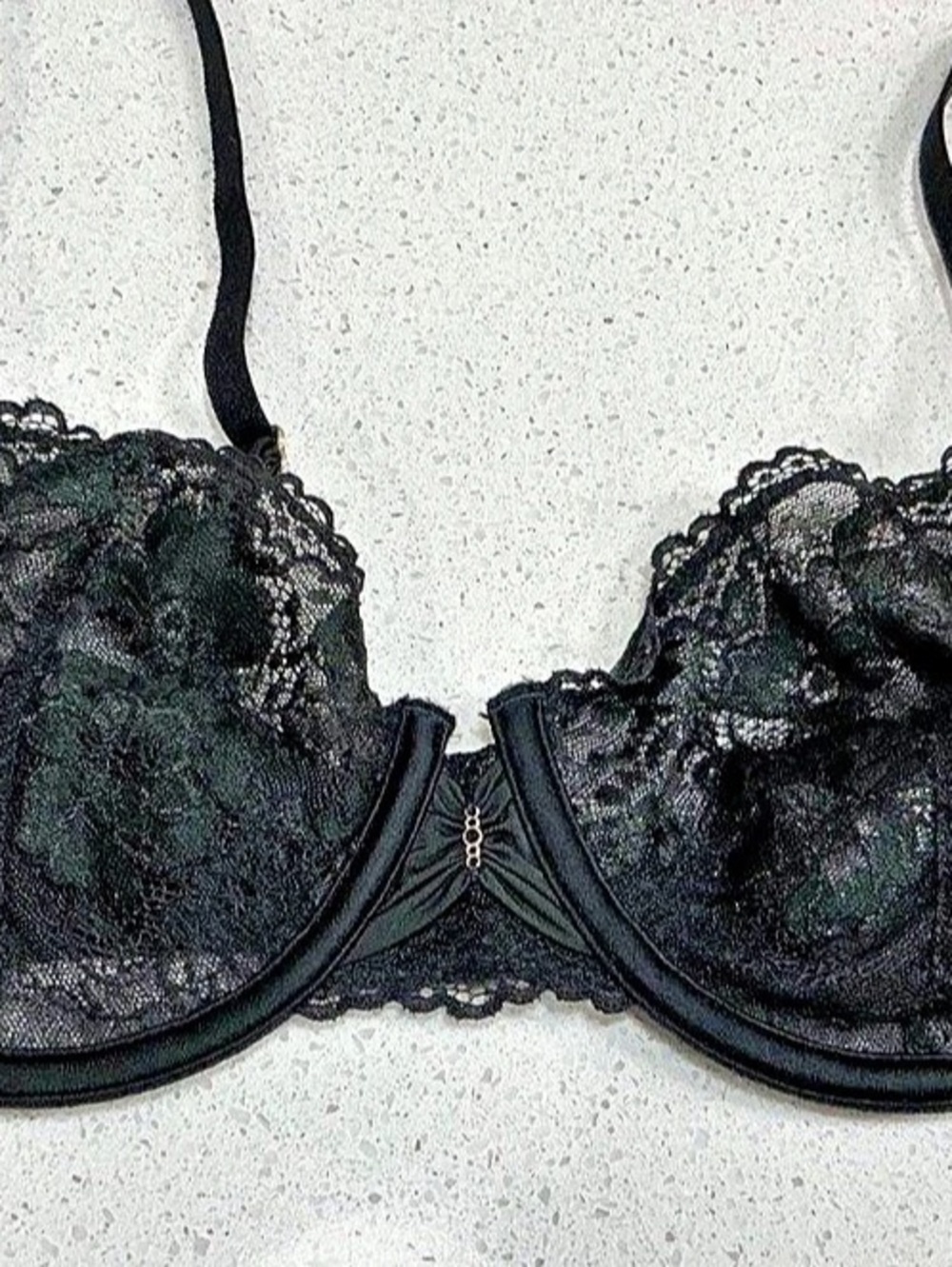 Victoria's Secret Unlined Demi Bra Black Lace Underwire 32D